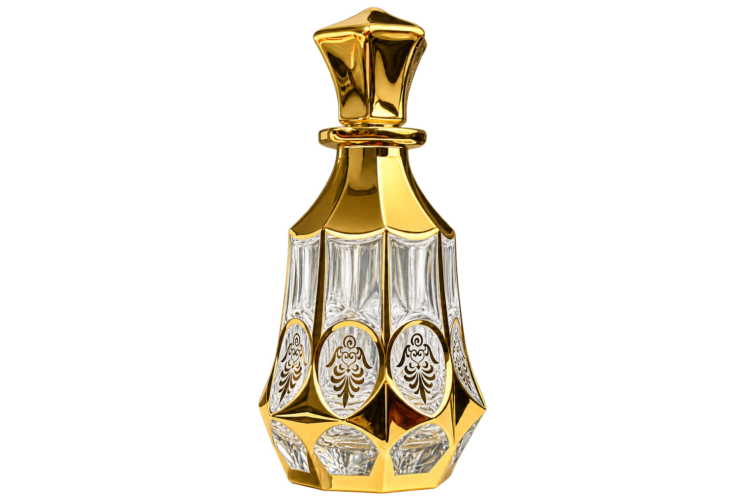 Faceted Gold attar bottle with original gold and crystal detailing